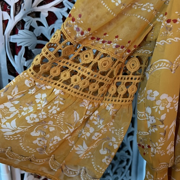 NWOT Jodi Kristipher Mustard Lace Summer Dress - Picture 4 of 6